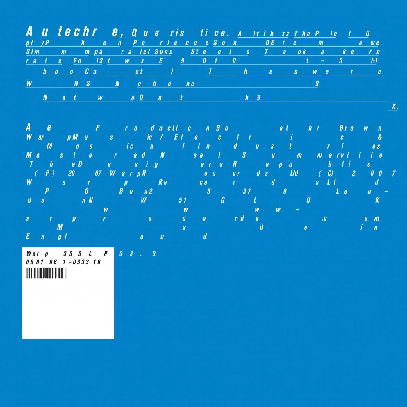 Виниловая пластинка Autechre – Quaristice (Релиз 2025)