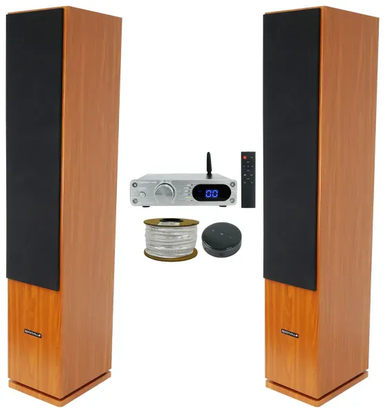 2) Rockville RockTower 64C Home Audio Tower Speakers+Bluetooth Amp+Wifi Receiver