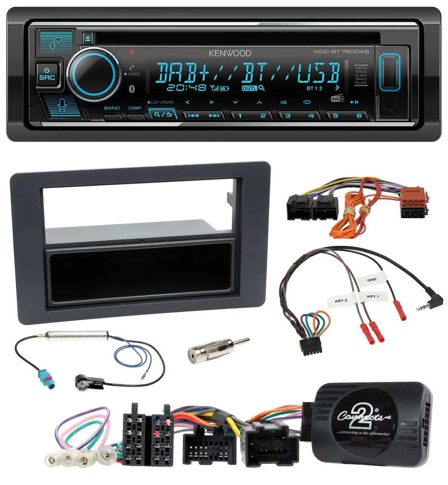 Kenwood Lenkrad Bluetooth DAB USB CD Autoradio für Saab 9-5 YS3E Facelift 2005-2