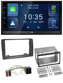 JVC DAB Bluetooth MP3 USB 2DIN Autoradio für Fiat Idea (ab 05) - grau