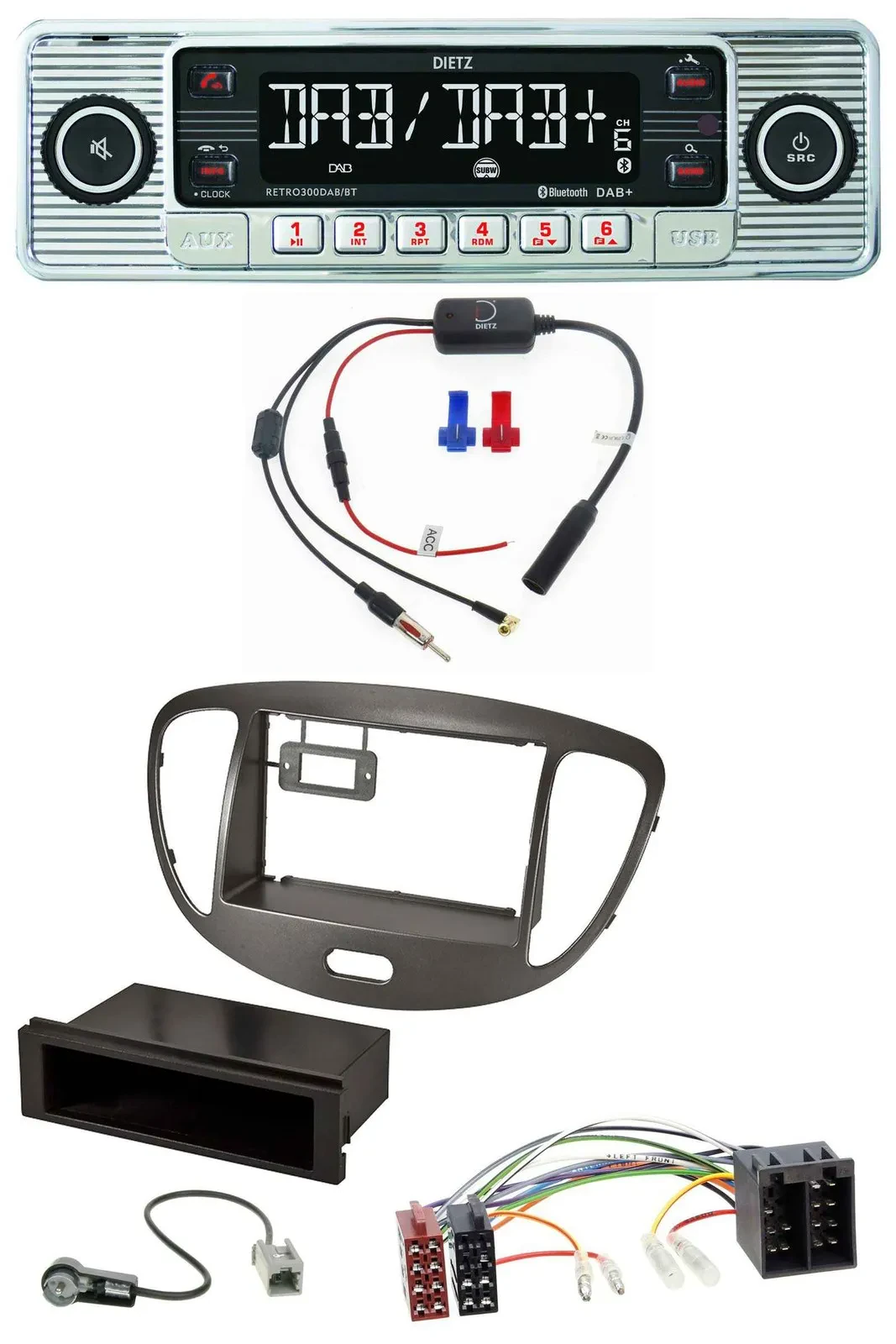 Dietz DAB USB MP3 Bluetooth Autoradio für Hyundai i10 2008-2013 dunkelsilber