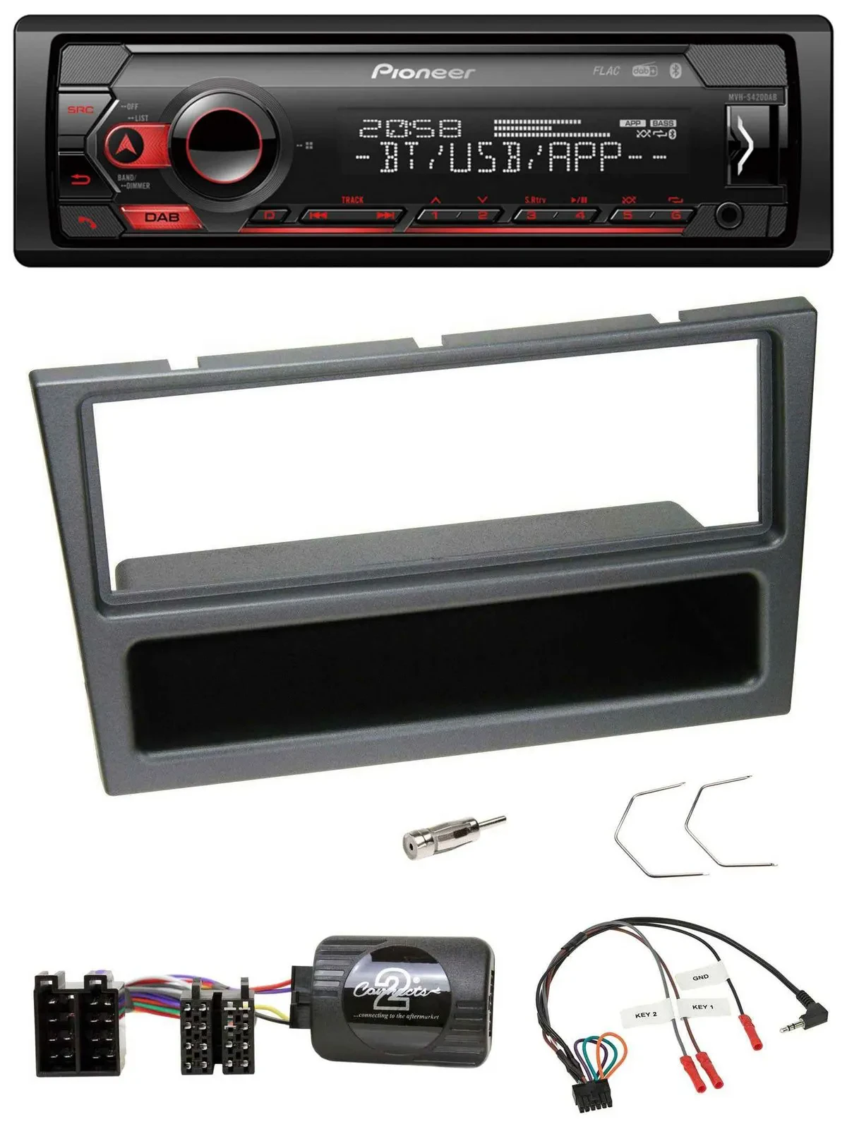 Автомагнитола Pioneer USB, DAB, Bluetooth для Opel Corsa C (2000–2004) цвет угольный