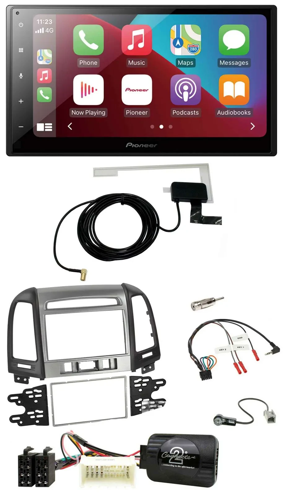 Pioneer USB Bluetooth DAB Lenkrad 2DIN Autoradio für Hyundai Santa Fe 3 Schalter