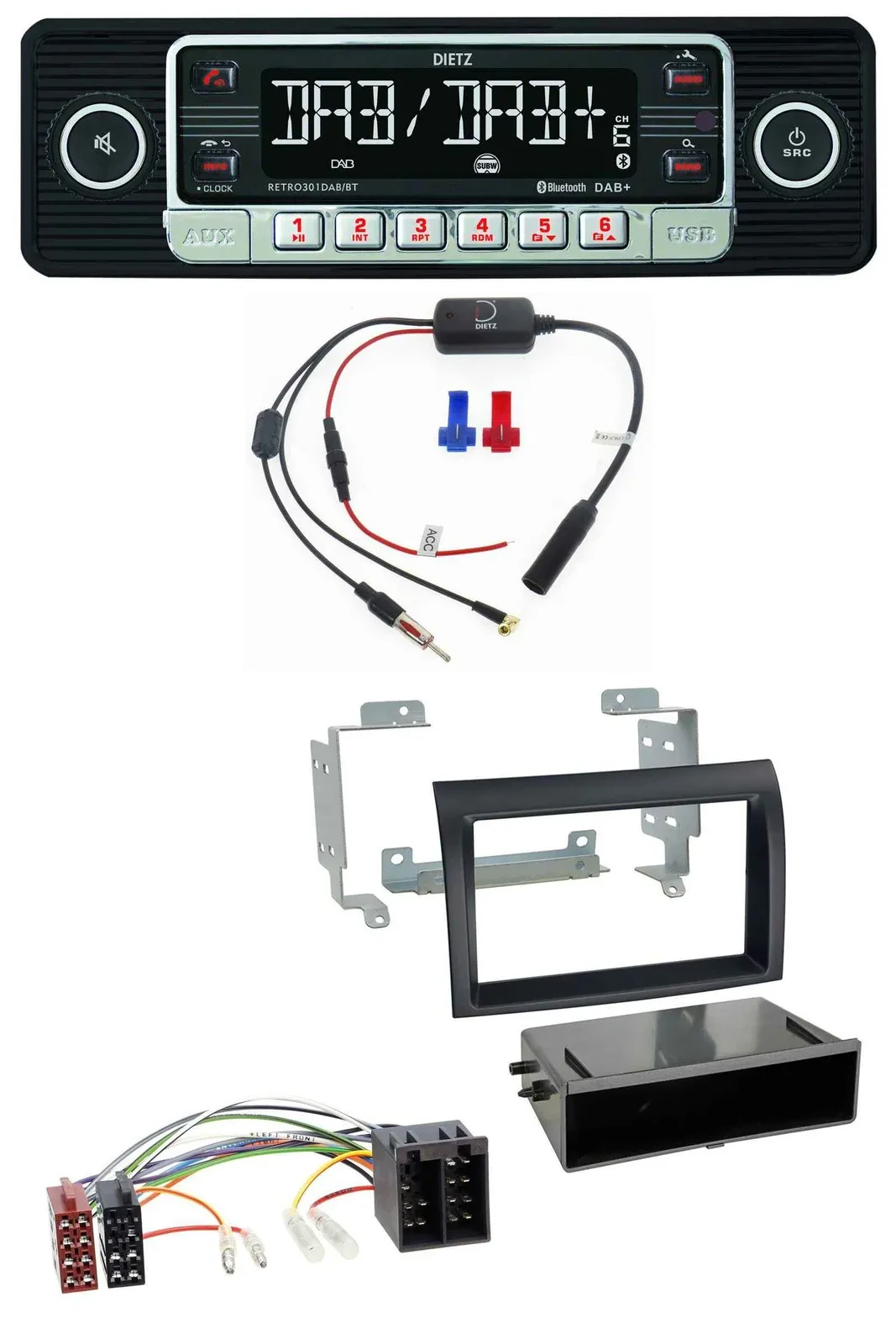 Dietz MP3 DAB Bluetooth USB Autoradio für Citroen Jumper Fiat Ducato 06-11 schwa