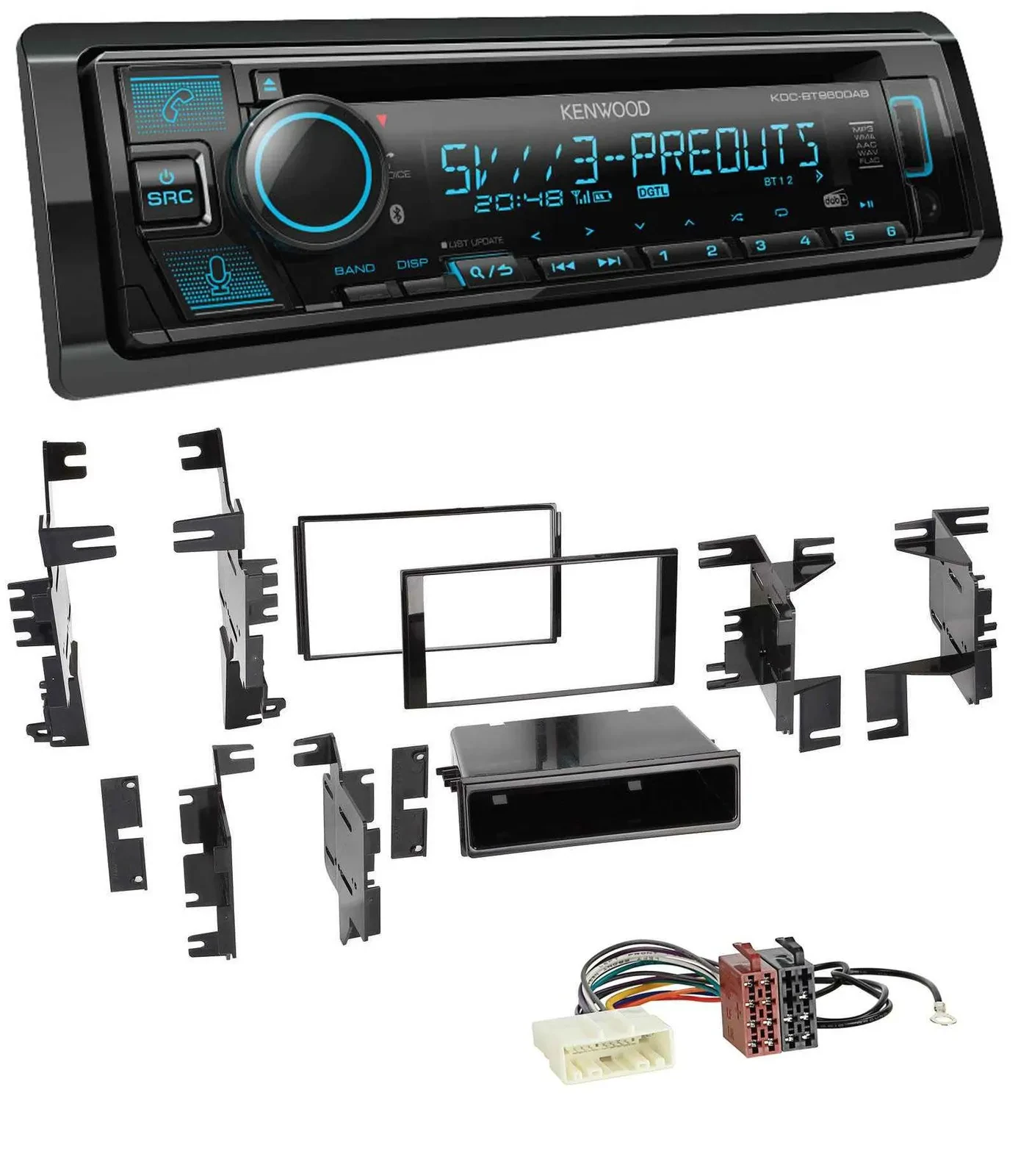Автомагнитола для Nissan Cube (с 2009) и Nissan Frontier (с 2013) Kenwood Bluetooth USB CD MP3 DAB