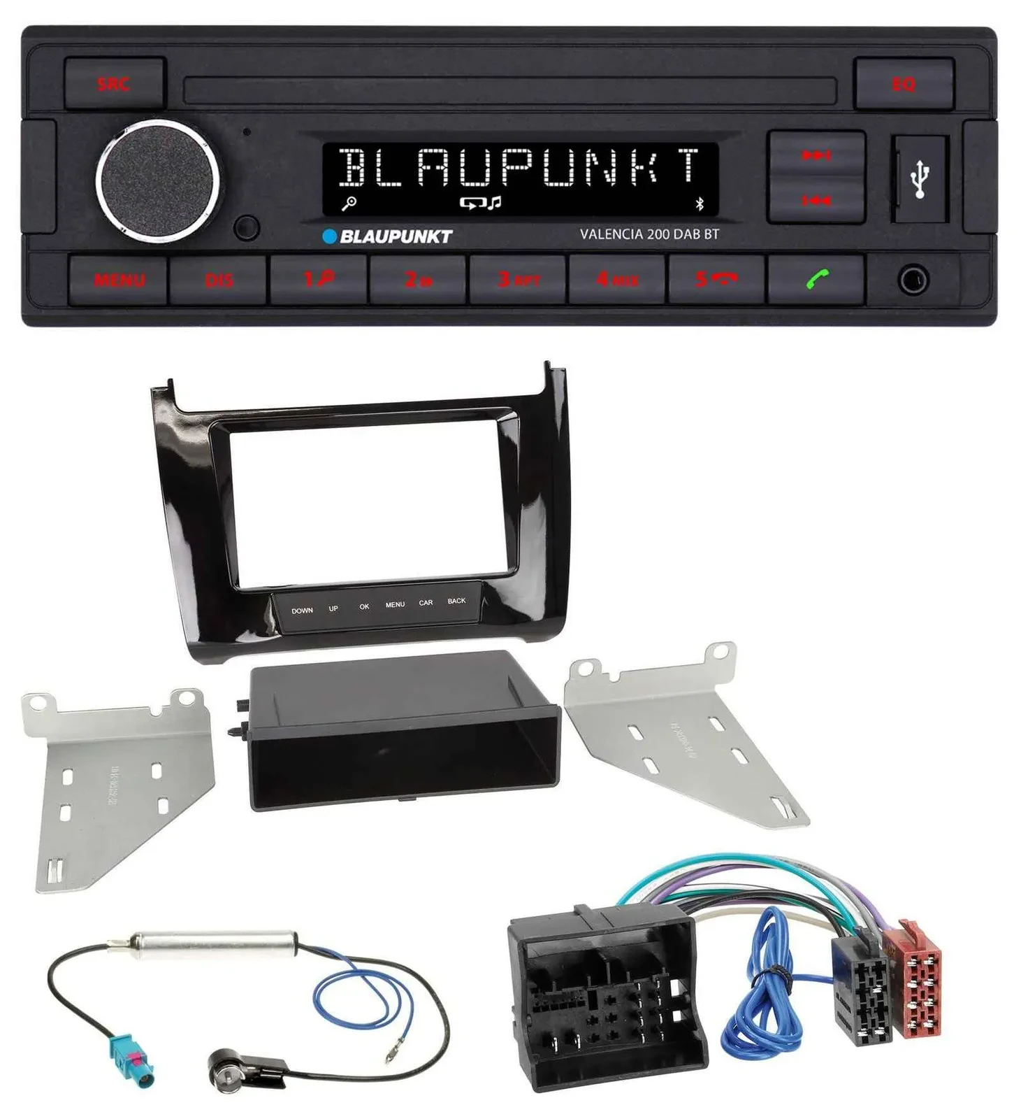 Blaupunkt DAB MP3 Bluetooth USB Autoradio für VW Polo (ab 14) - piano-schwarz