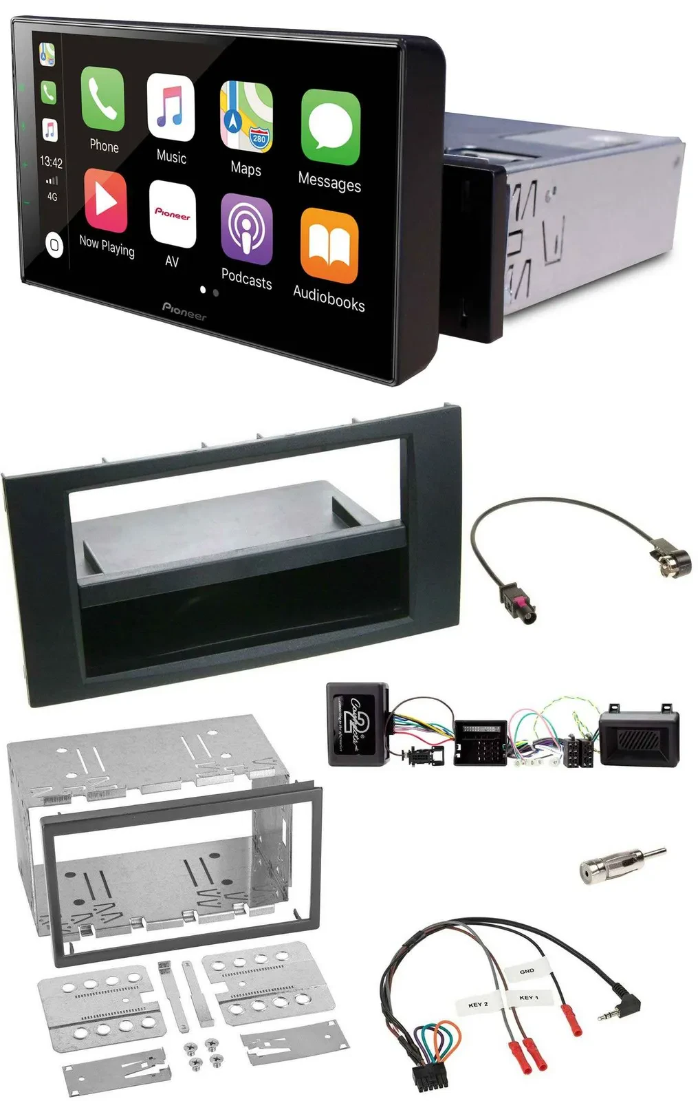 Pioneer Bluetooth Lenkrad DAB USB Autoradio für Ford Kuga 2008-2012 schwarz