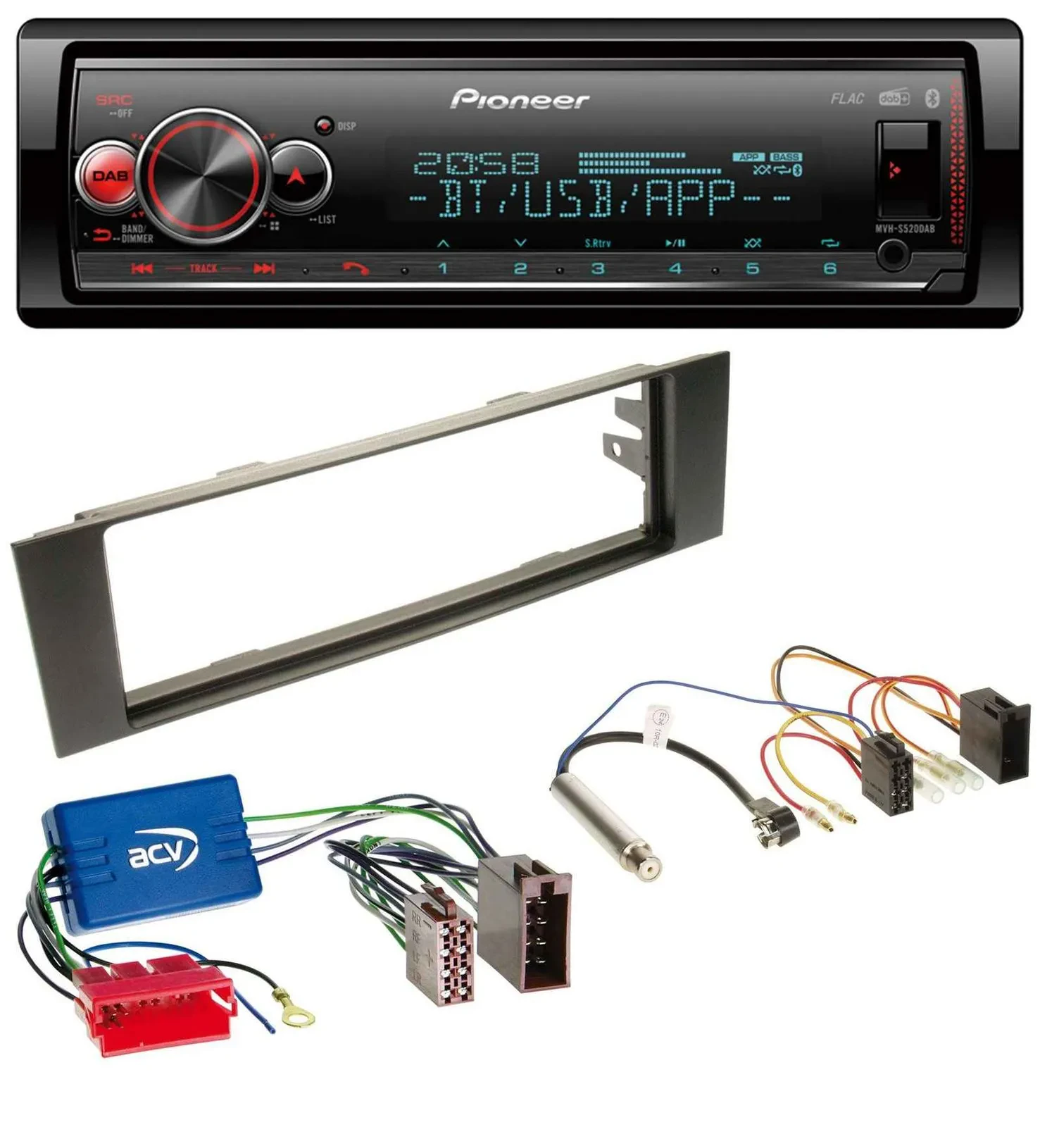 Автомагнитола Pioneer Bluetooth USB MP3 DAB для Audi A3 8P (2003–2006) для активной аудиосистемы, Mini-ISO
