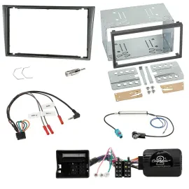 Einbauset Lenkradadapter Doppel DIN Autoradio für Opel Corsa C 2004-2006 alu