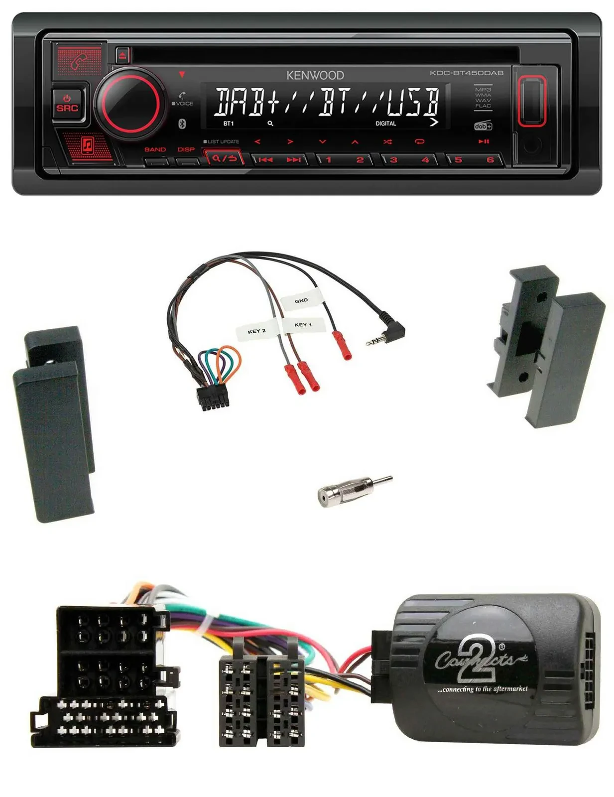 Автомагнитола Kenwood CD, USB, Bluetooth, DAB для Seat Leon (2002–2006), Seat Toledo