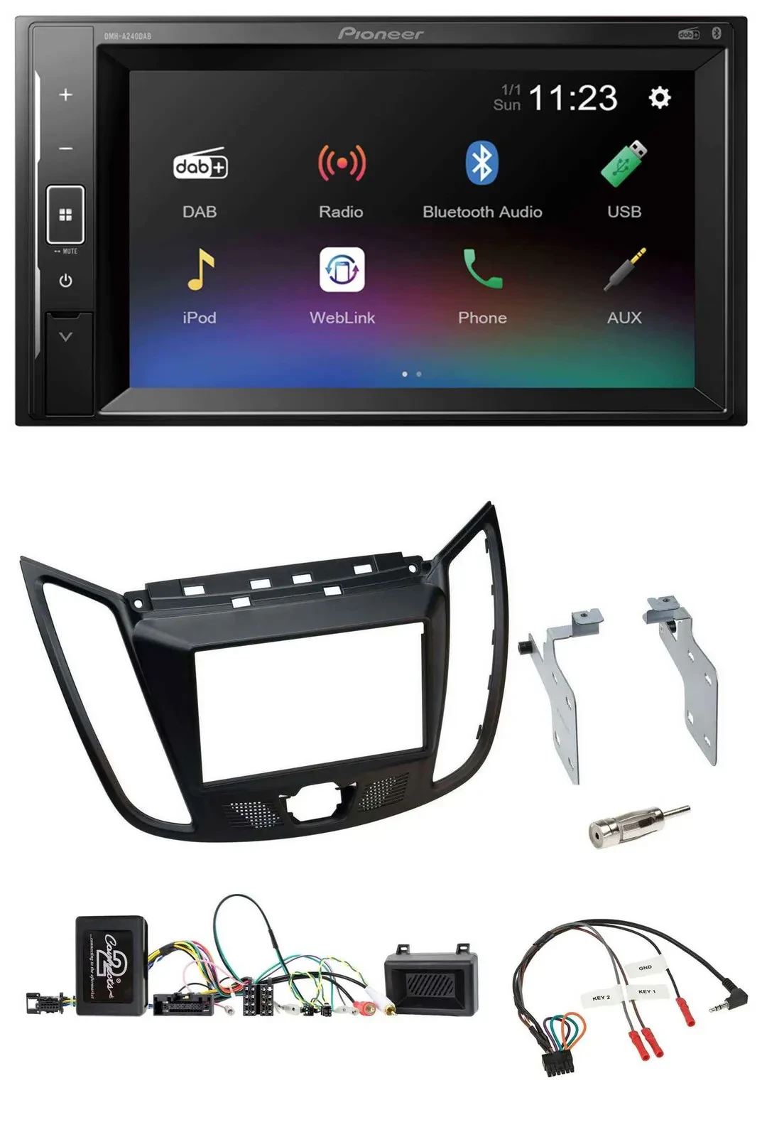 Pioneer DAB Lenkrad 2DIN Bluetooth USB Autoradio für Ford Kuga DM2 ab 2013