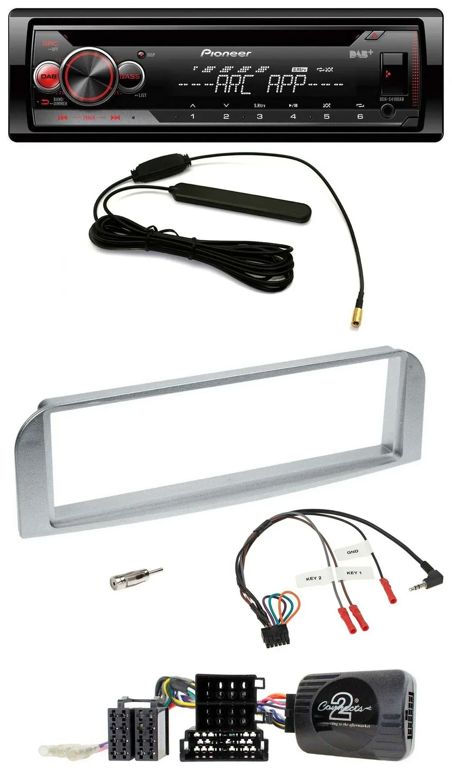 Pioneer CD USB Lenkrad DAB MP3 Autoradio für Alfa GT 147 2007-2010 silbergrau