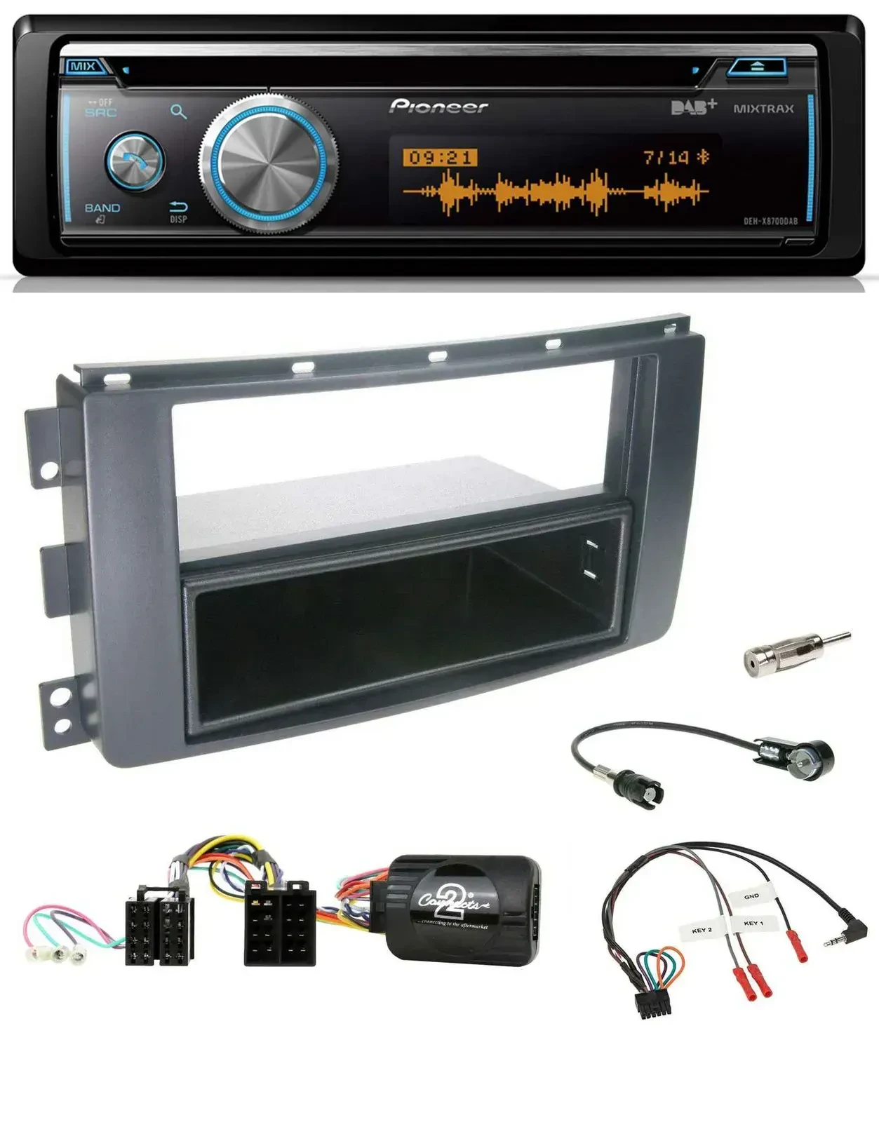 Pioneer Lenkrad DAB USB CD Bluetooth Autoradio für Smart ForFour 2004-2006 schwa