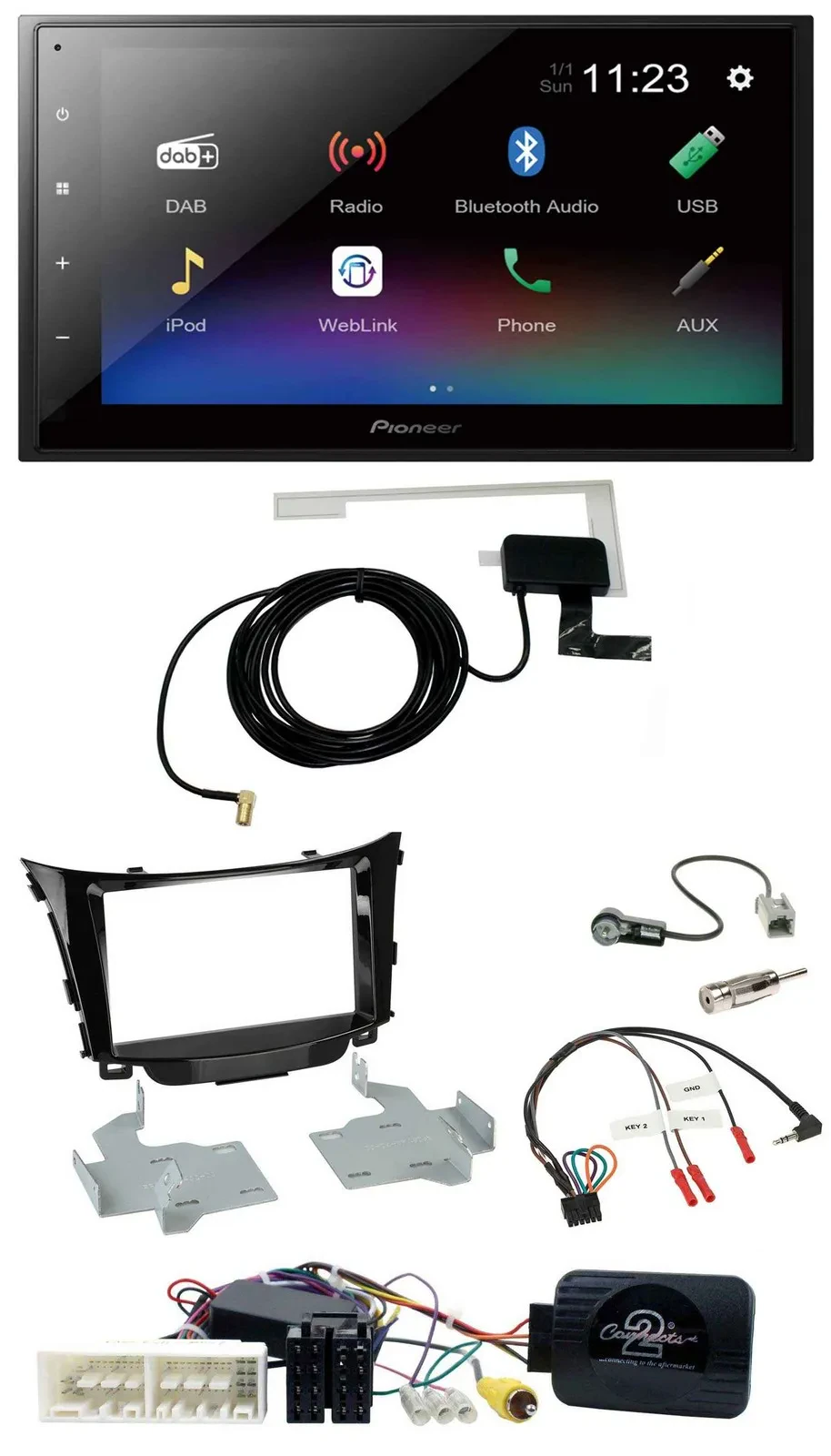 Автомагнитола для Hyundai i30 (2017+) Pioneer 2DIN, DAB, Bluetooth, USB