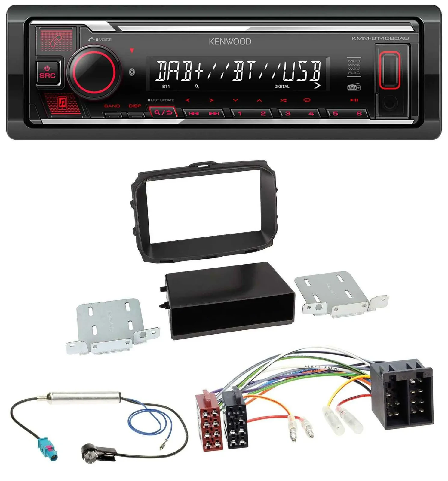 Автомагнитола для Alfa Romeo Giulietta (2013–2021) Kenwood MP3, Bluetooth, USB, DAB, ISO