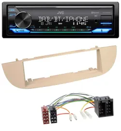 JVC Bluetooth DAB USB MP3 Autoradio für Fiat 500 ab 2007 perlgrau beige