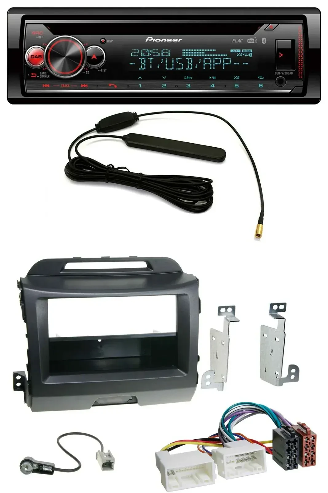 Автомагнитола для Kia Sportage 3 SL (2010–2015) Pioneer USB, DAB, MP3, Bluetooth, CD, черный