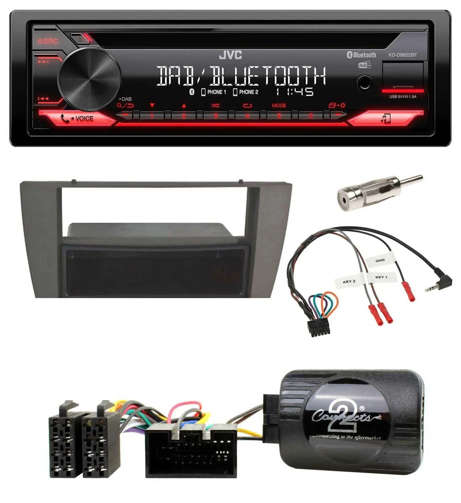 JVC CD DAB USB Bluetooth Lenkrad Autoradio für Jaguar X-Type S-Type 2003-2008
