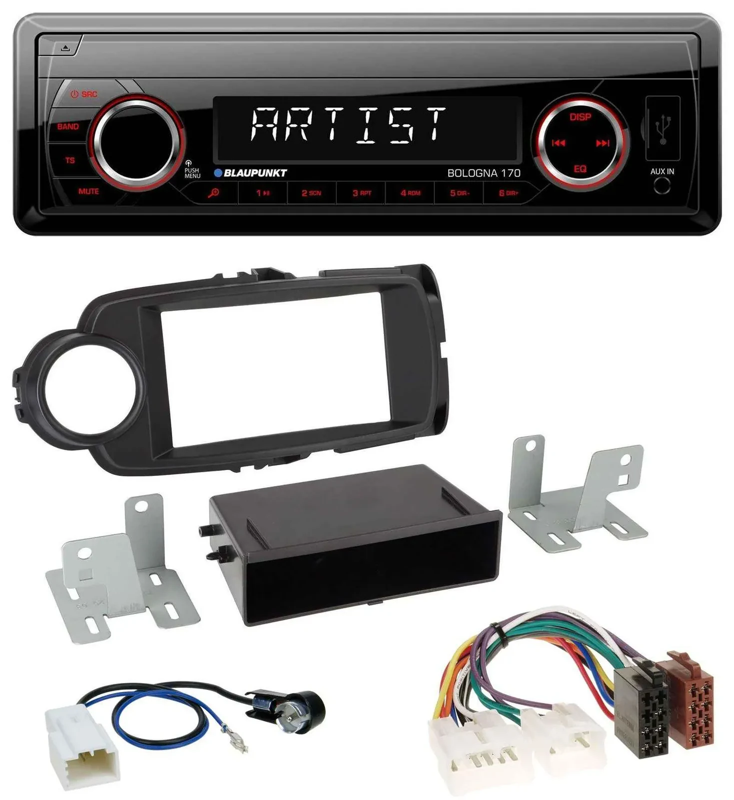 Blaupunkt SD USB 1DIN MP3 AUX Autoradio für Toyota Yaris (11-14) - schwarz