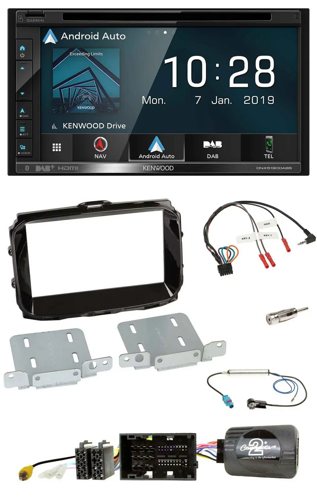 Kenwood DAB TMC USB 2DIN Lenkrad Bluetooth Navigation für Alfa Giulietta 2014-20