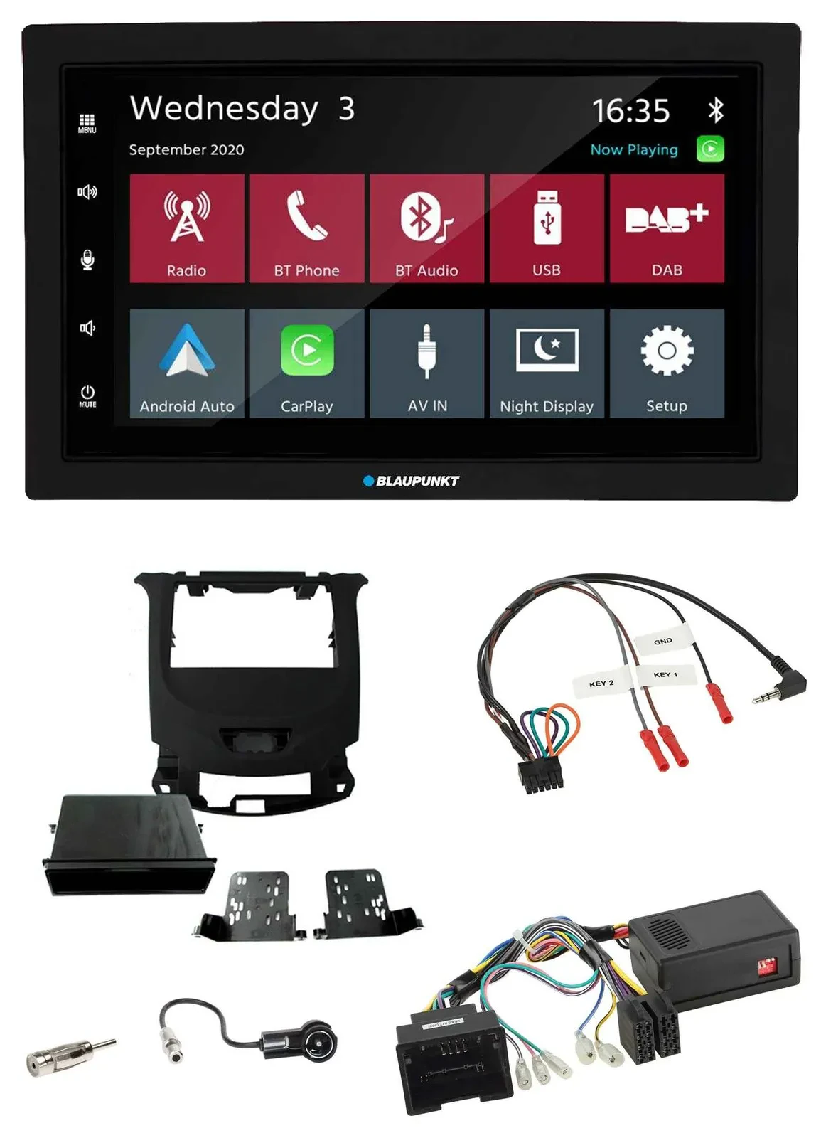 Blaupunkt DAB Bluetooth USB Lenkrad 2DIN Autoradio für Chevrolet Cruze ab 2016 k