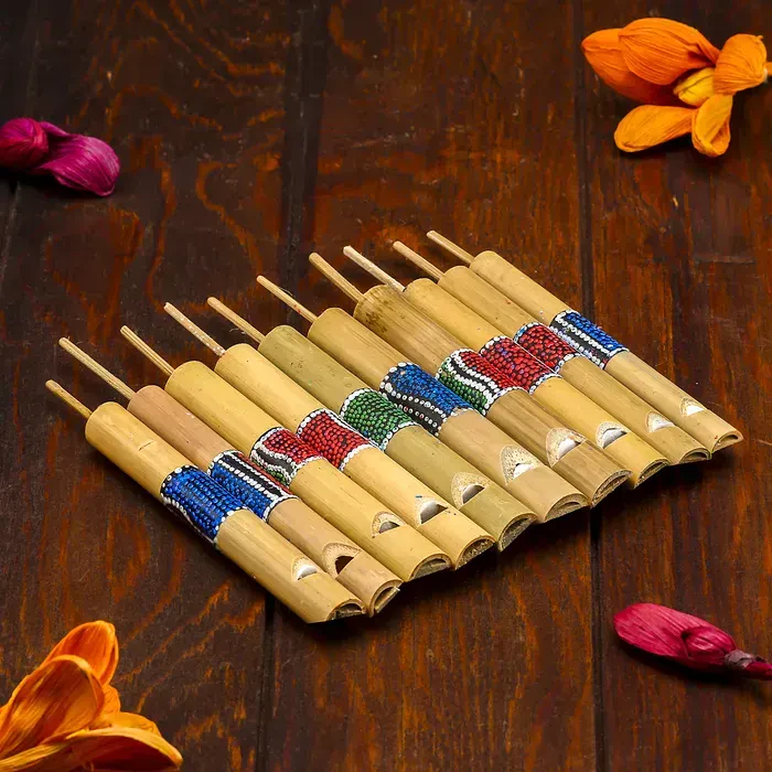 Свистулька (набор, 5 шт.) 15×1×1 см, узоры, МИКС