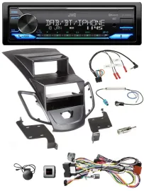 JVC Bluetooth DAB USB Lenkrad Autoradio für Ford Fiesta 08-10 Display schwarz