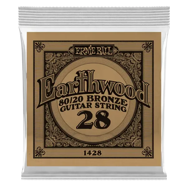 Струна для акустической гитары Ernie Ball P01428 Earthwood, бронза, калибр 28