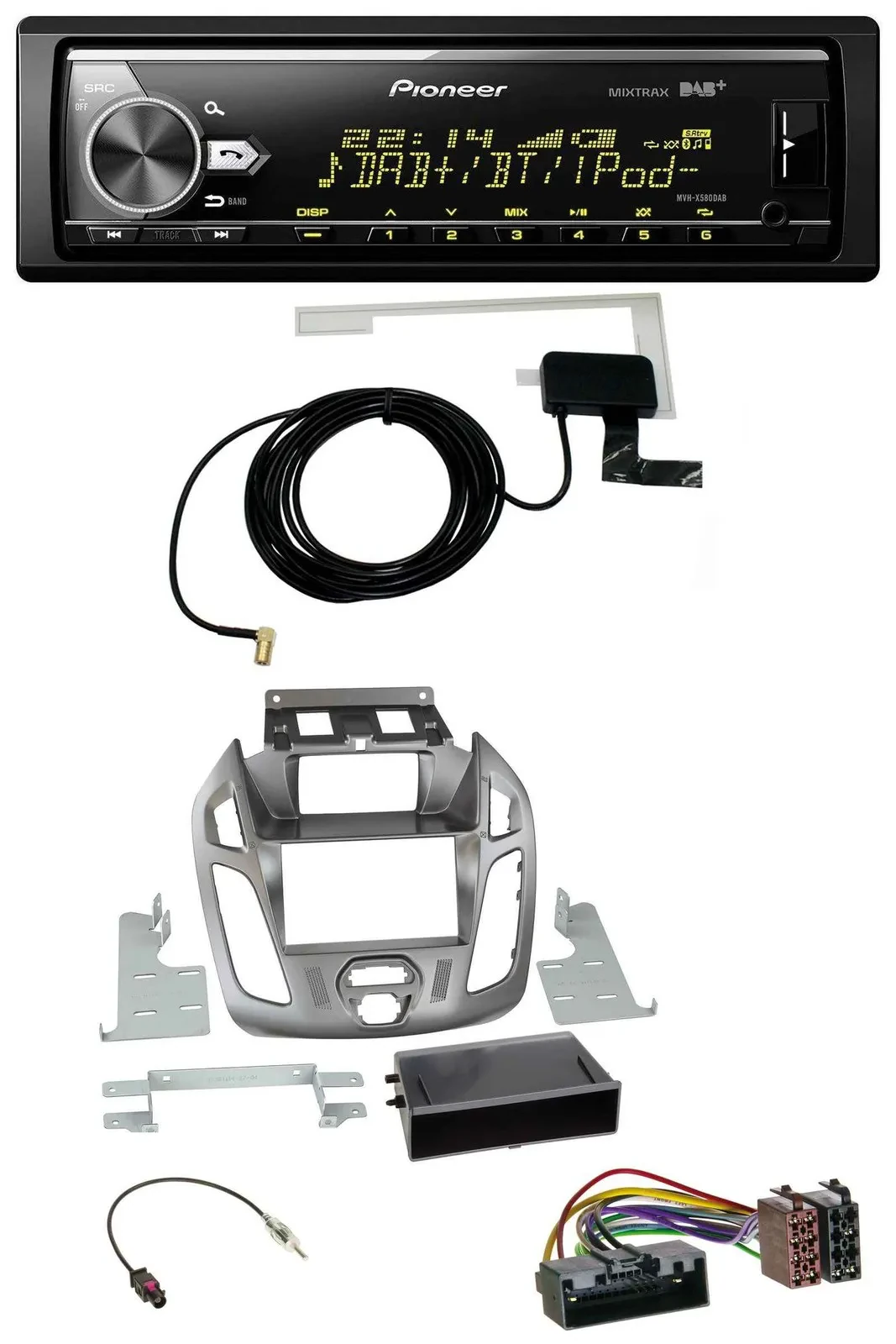 Pioneer Bluetooth DAB USB MP3 Autoradio für Ford Transit Connect mit Display 12-