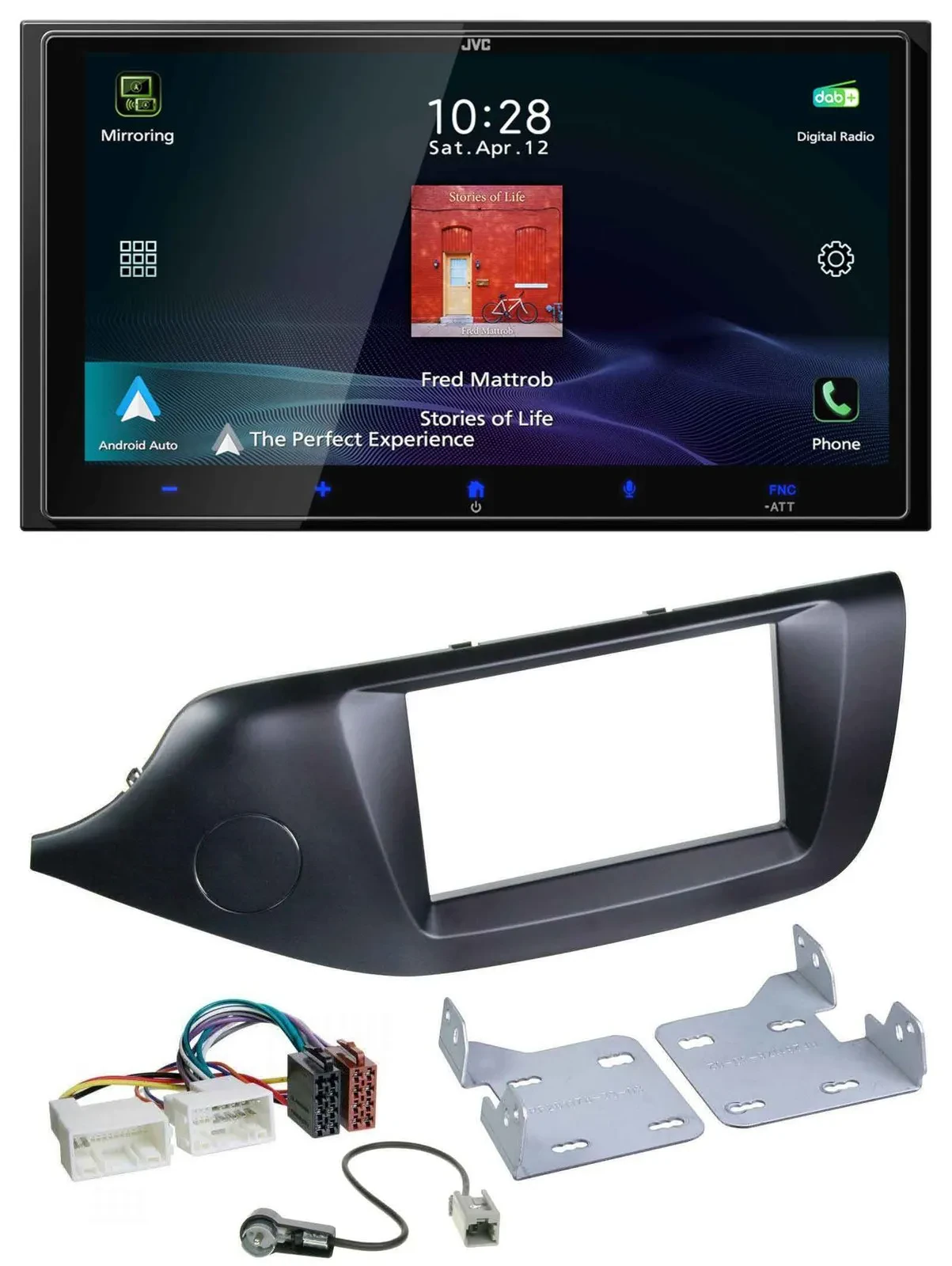 Автомагнитола JVC 2-DIN, USB, Bluetooth, DAB, MP3 для Kia Ceed (с 2012), черный