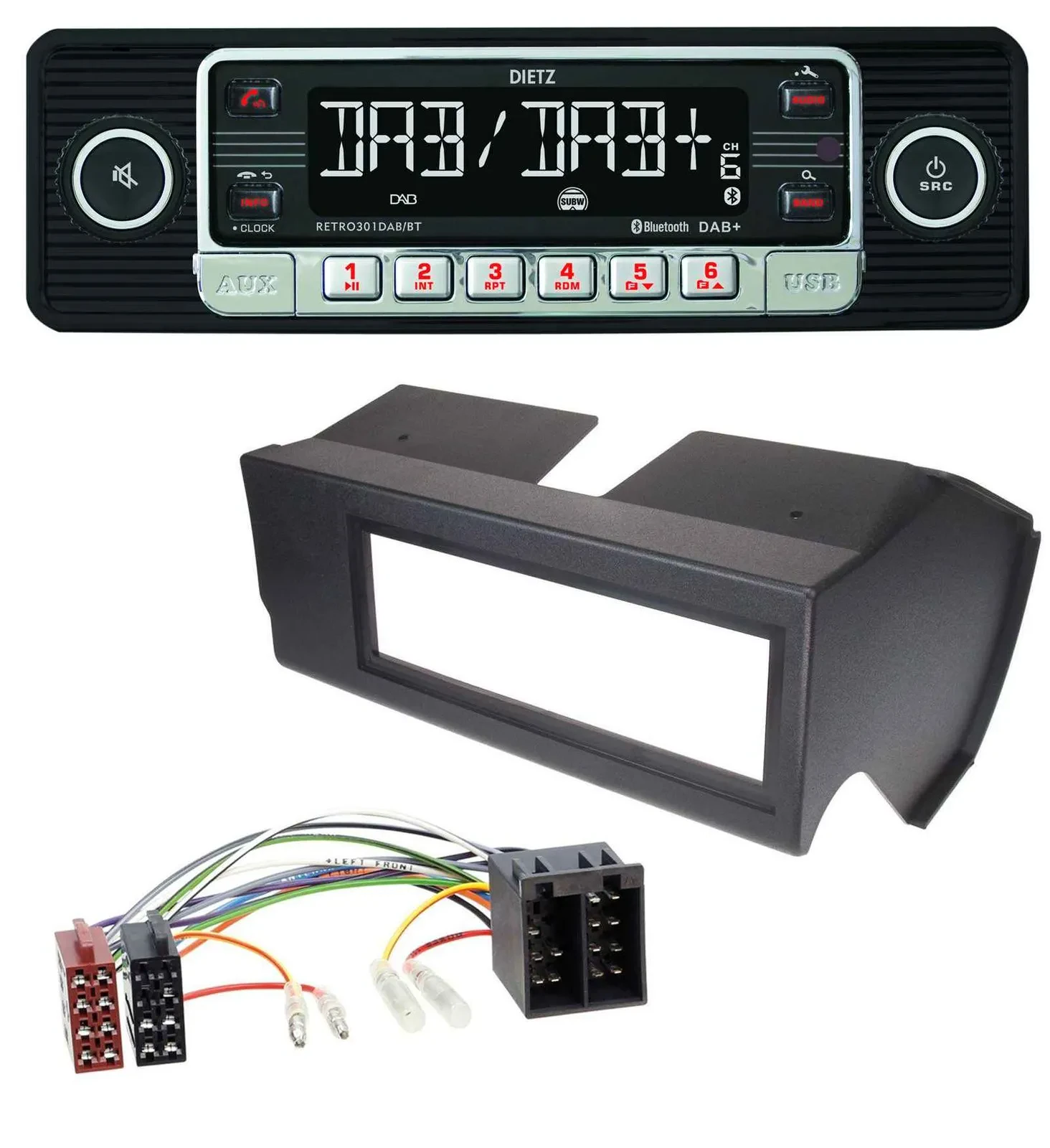 Dietz USB DAB MP3 Bluetooth Autoradio für Fiat Panda (bis 2002) - schwarz