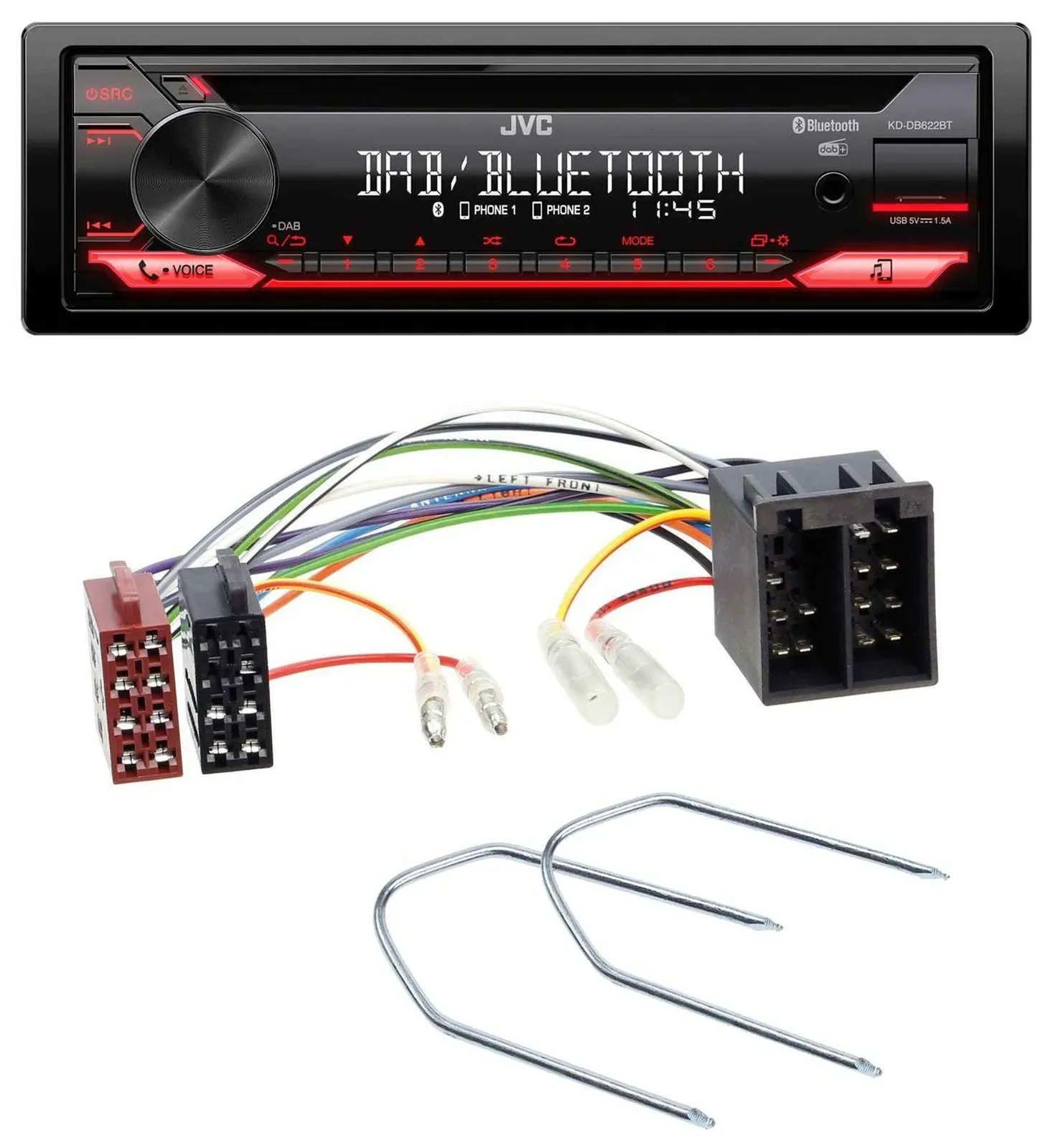 Автомагнитола JVC CD, DAB, USB, Bluetooth, MP3 для Seat Toledo I, Ibiza