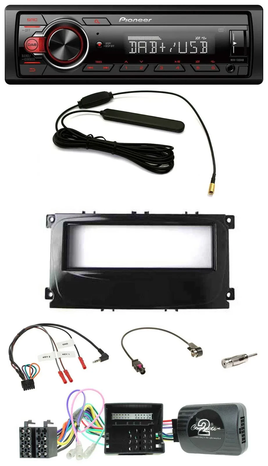Pioneer MP3 DAB 1DIN Lenkrad USB Autoradio für Ford Mondeo S-Max Can-Bus 07-14 p