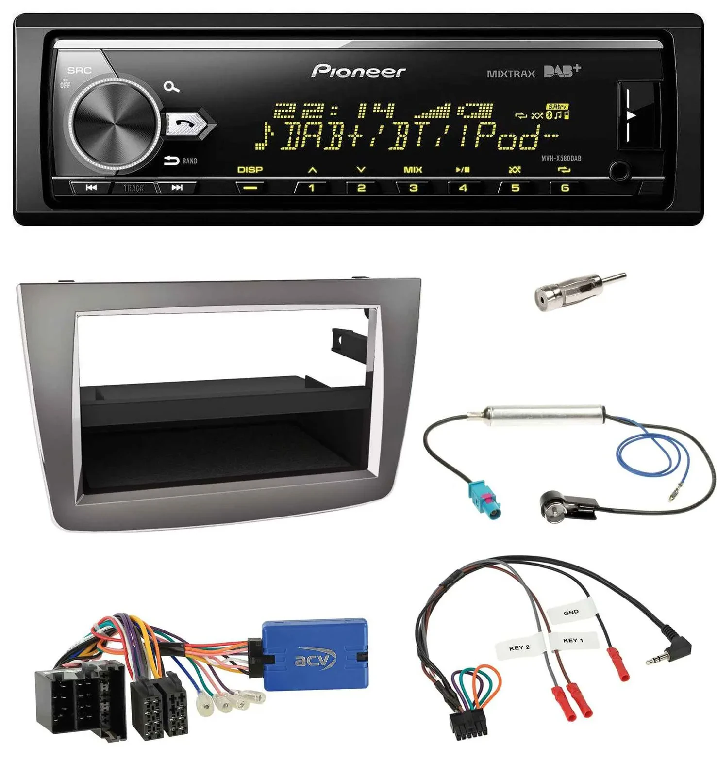 Автомагнитола для Alfa Romeo Mito (955, 2013–2018) Pioneer Bluetooth USB DAB ISO