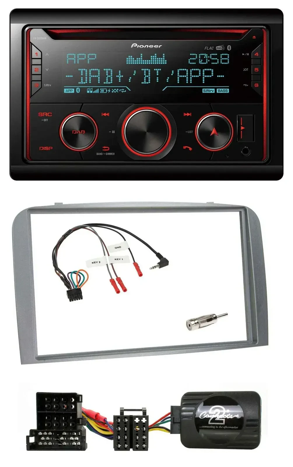Автомагнитола Pioneer 2DIN DAB Bluetooth USB CD для Alfa Romeo 147/GT (2004–2010)