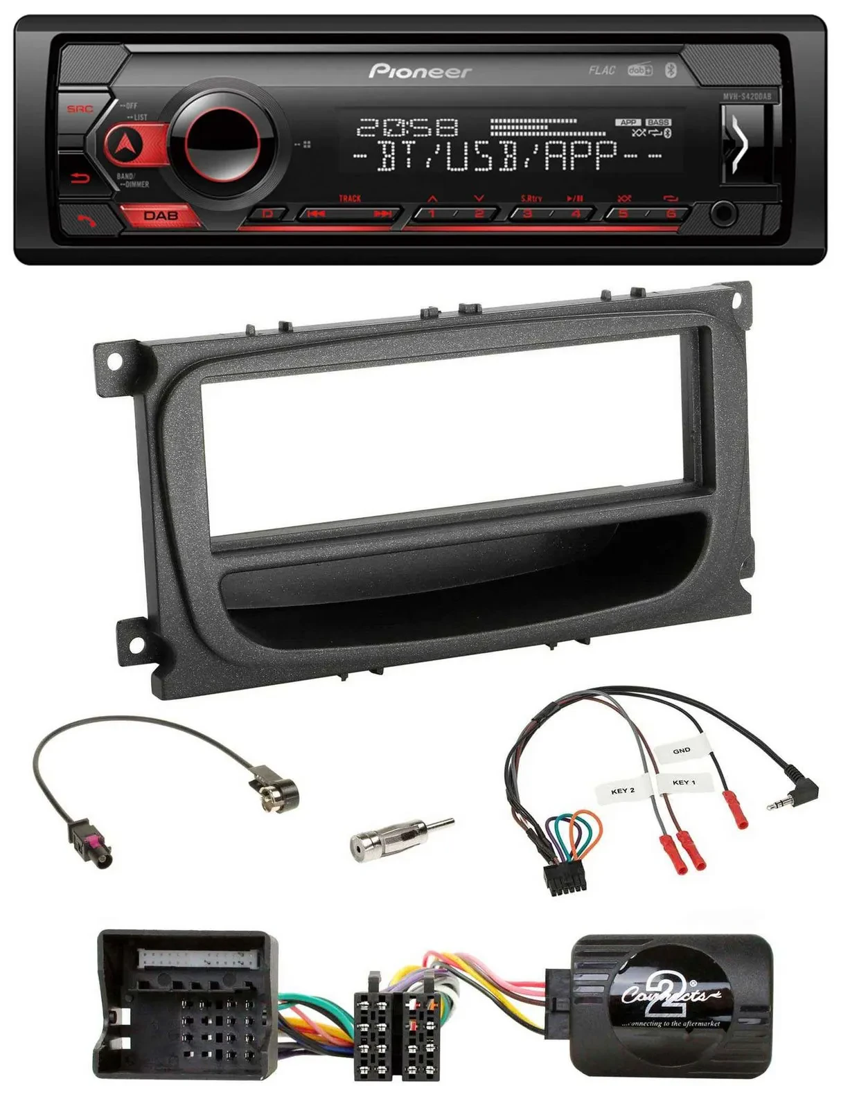 Pioneer Lenkrad USB DAB Bluetooth Autoradio für Ford C-Max Galaxy Focus ab 07 sc