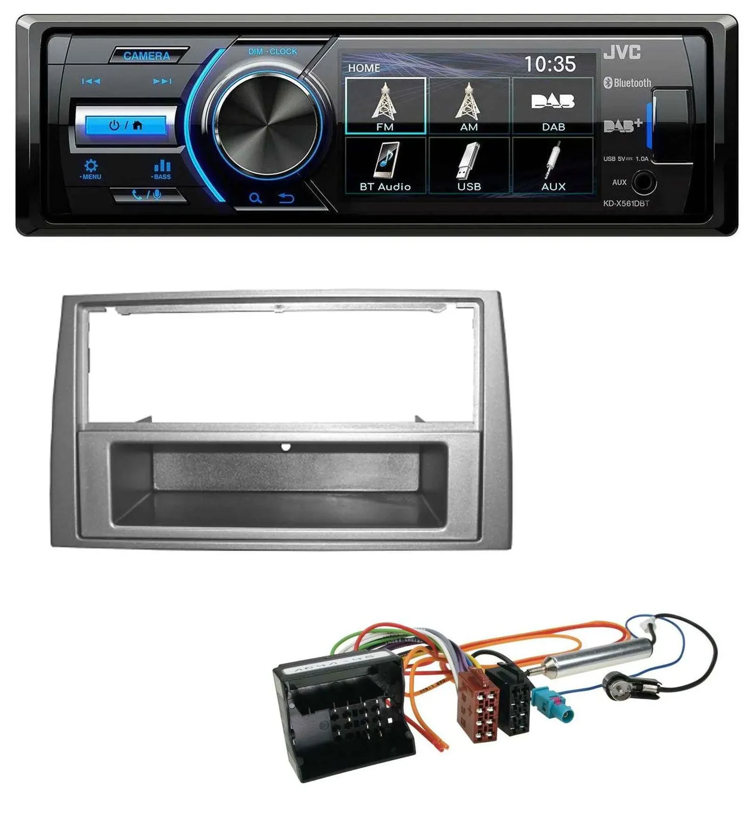 Автомагнитола для Peugeot 308 (2007–2009) JVC Bluetooth MP3 USB DAB, темно-серебристая