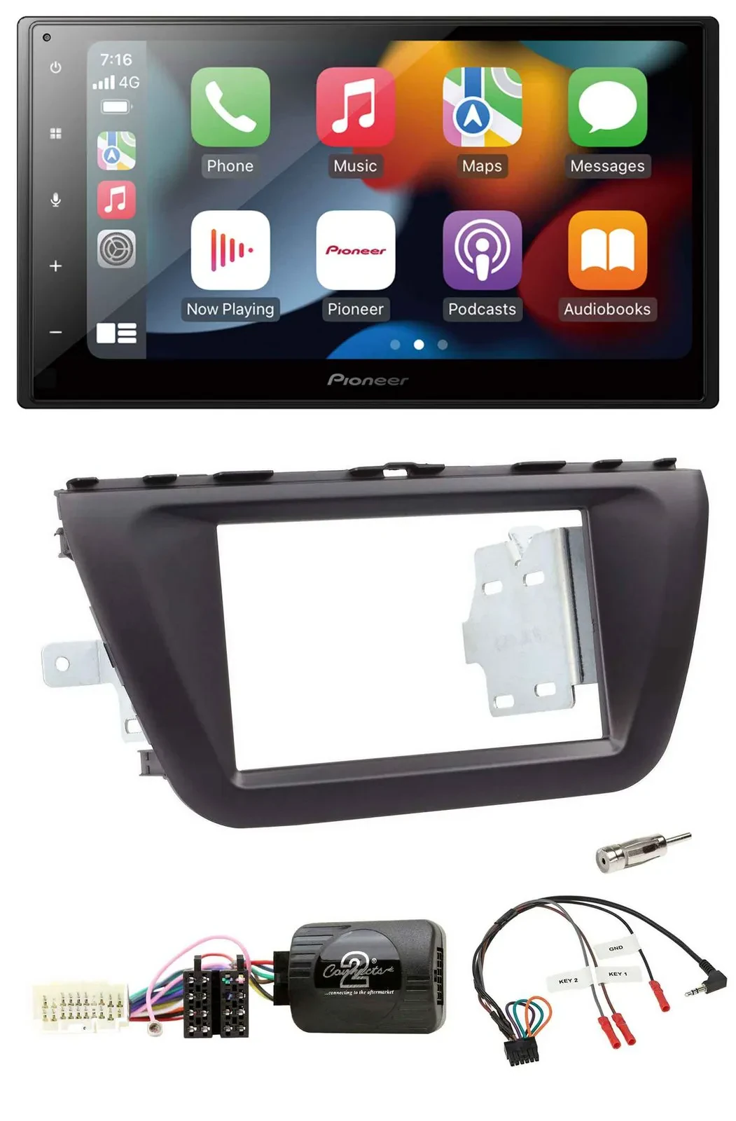 Автомагнитола Pioneer 2-DIN DAB, Bluetooth, USB, совместим с кнопками на руле, для Suzuki SX4 (с 2013)