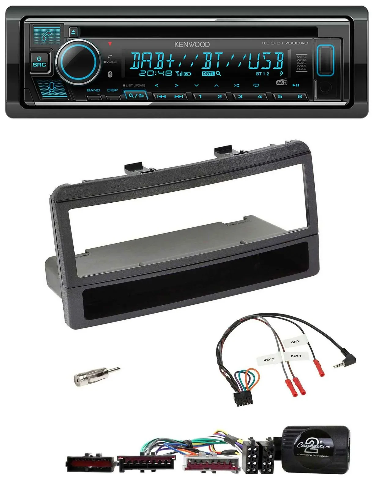 Kenwood Lenkrad Bluetooth DAB USB CD Autoradio für Ford Focus Escort Fiesta schw