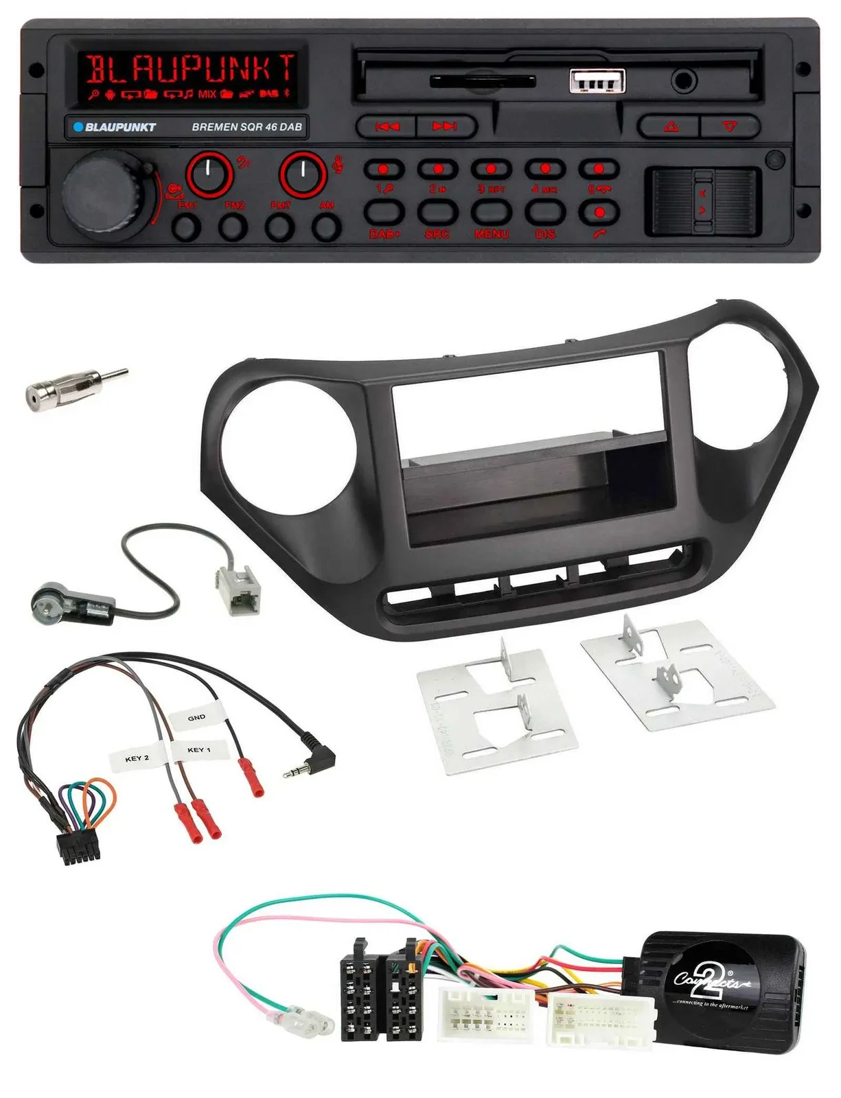 Blaupunkt SD Lenkrad USB Bluetooth DAB Autoradio für Hyundai i10 ab 2014 schwarz
