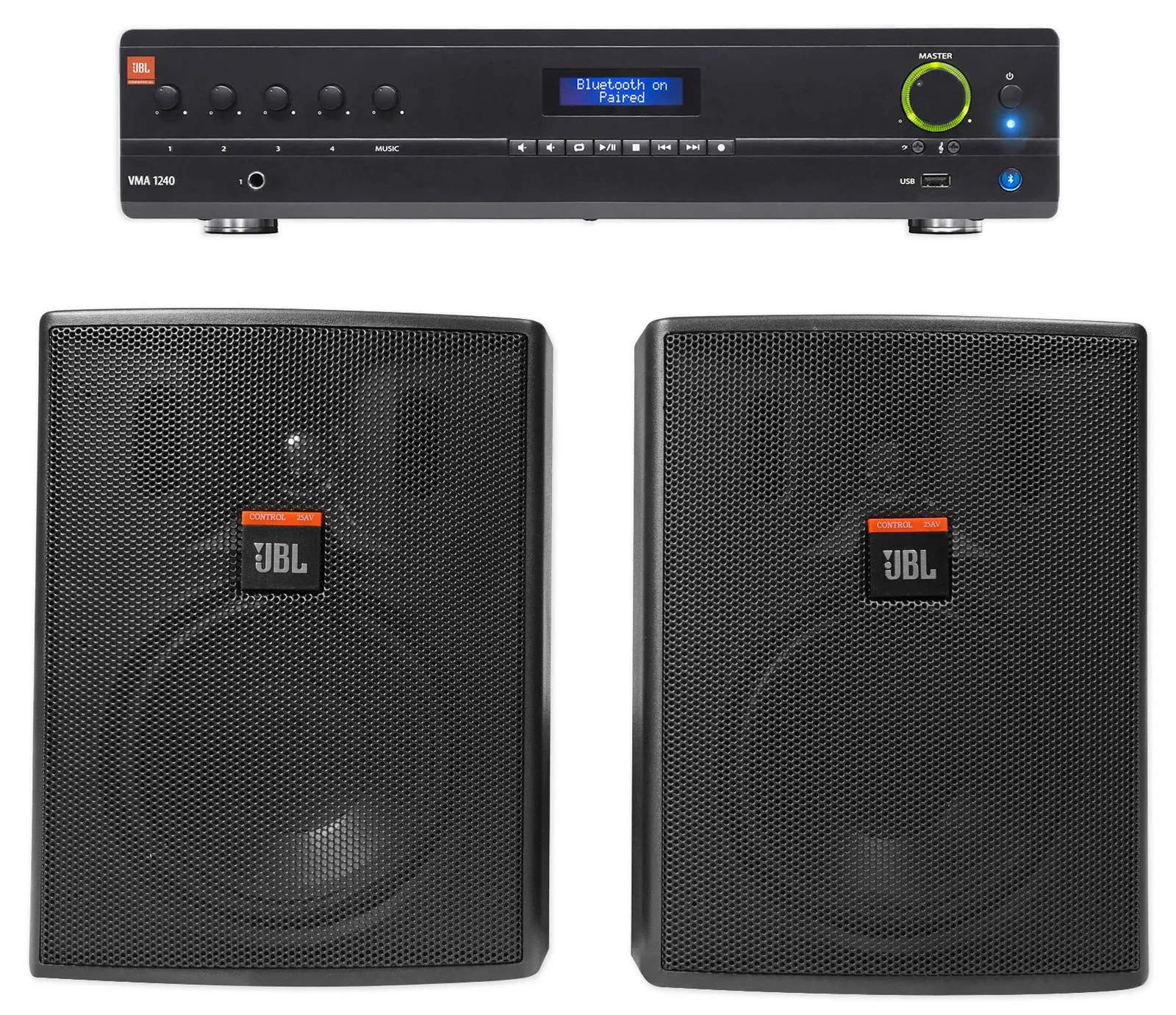 Настенная акустика JBL Control 25AV Black с усилителем (пара)