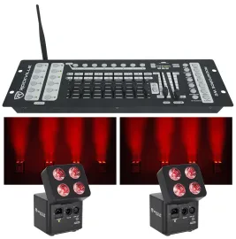 Прожектор Rockville FLIP PAR BLACK + ROCKFORCE W2 (набор, 2 шт.), аккумуляторный, черный, с контроллером Wireless DMX