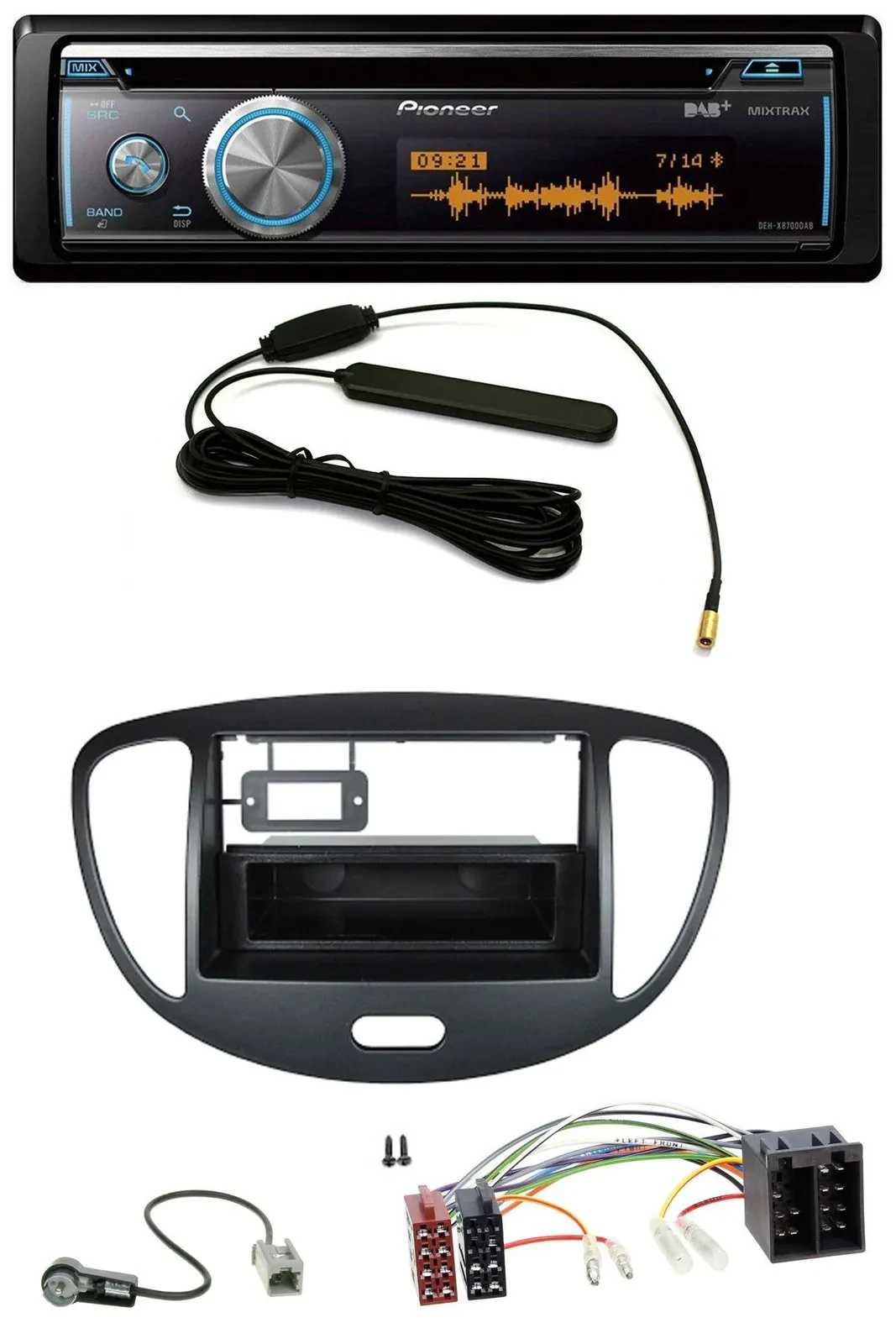 Pioneer CD USB Bluetooth DAB MP3 Autoradio für Hyundai i10 (2008-2013) schwarz