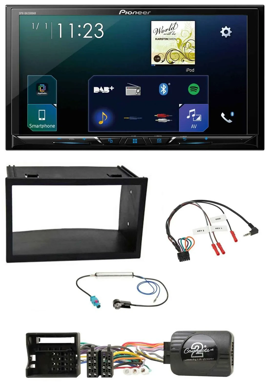 Pioneer Lenkrad Bluetooth USB 2DIN DAB Autoradio für VW Polo Passat Quadlock