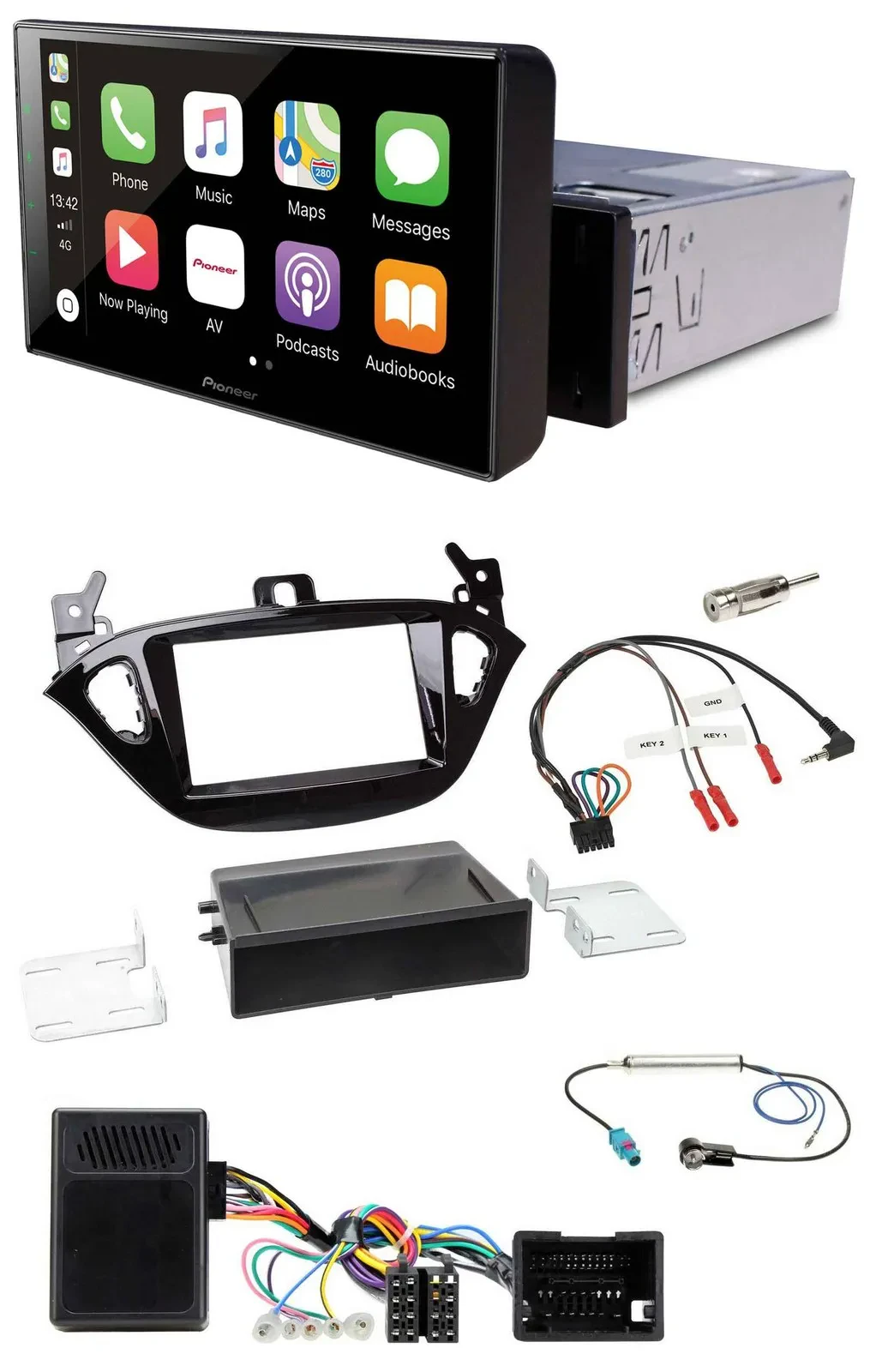 Pioneer Bluetooth Lenkrad DAB USB Autoradio für Opel Adam ab 2013 Corsa E Ablage