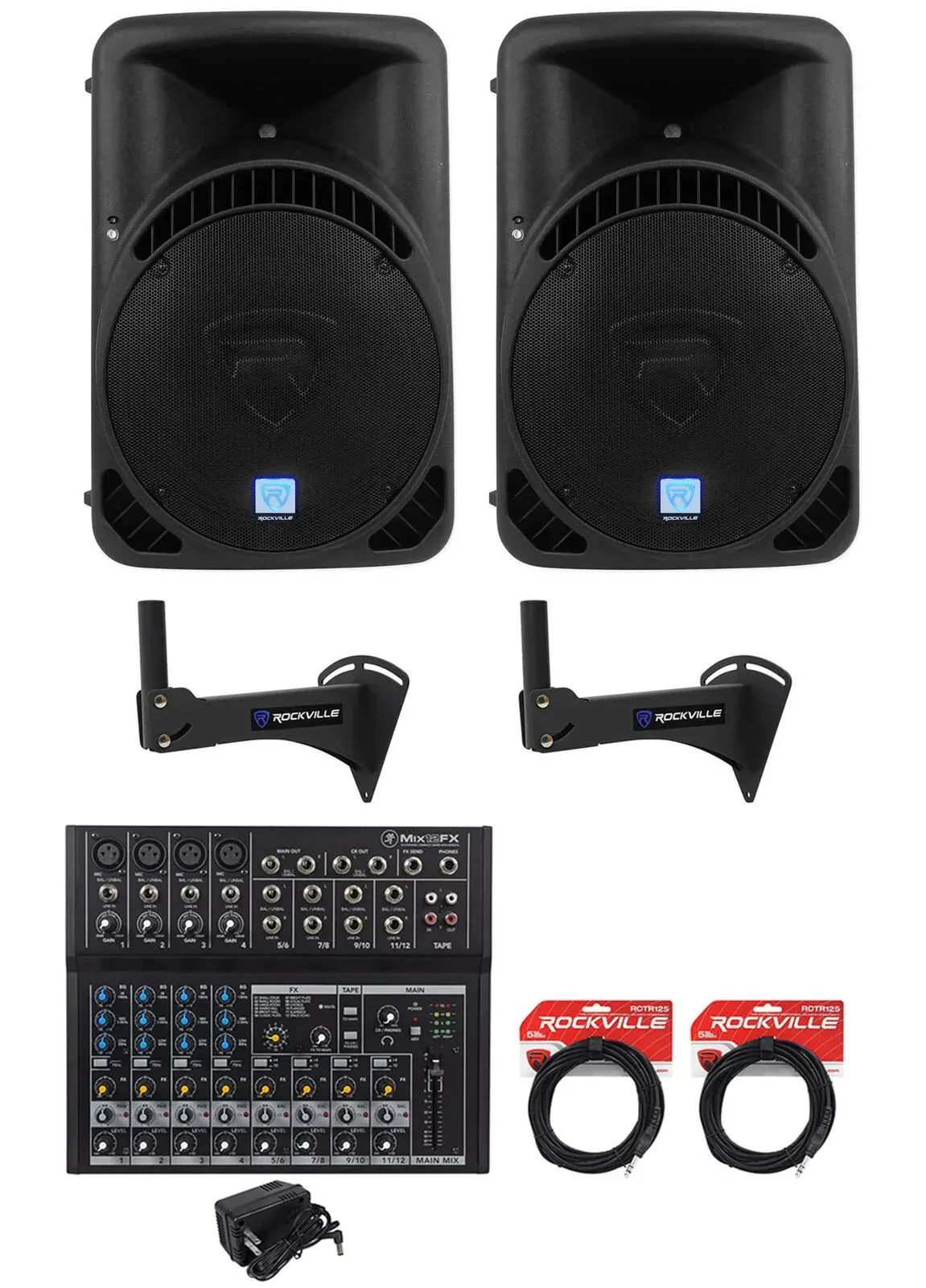 Активная акустическая система Rockville RPG15BT Black с аксессуарами (пара)