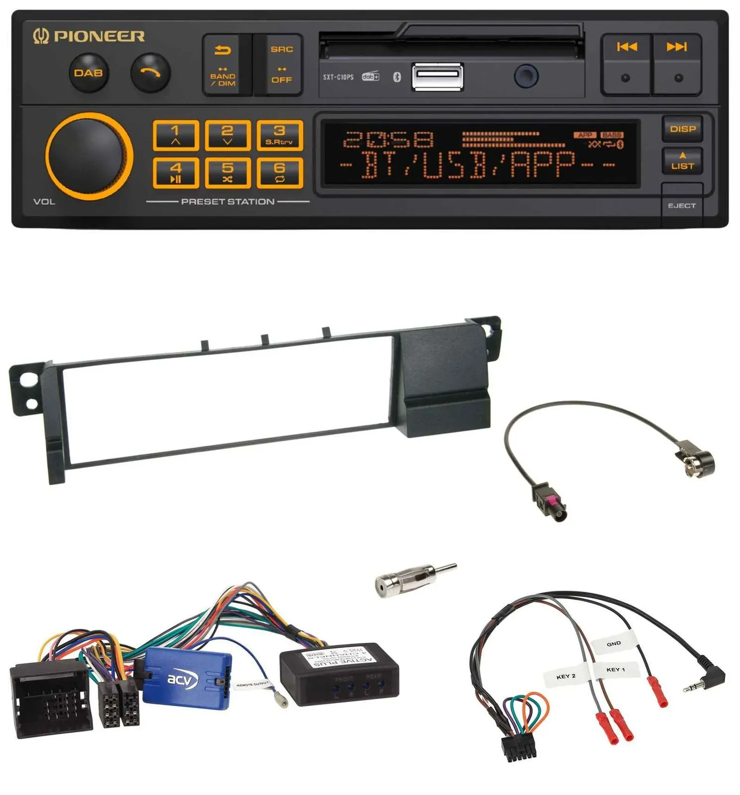 Pioneer DAB Lenkrad USB Bluetooth Autoradio für BMW 3er E46 01-07 schwarz