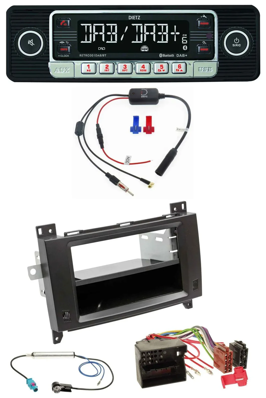 Dietz MP3 DAB Bluetooth USB Autoradio für Mercedes Viano Vito 06-14 schwarz