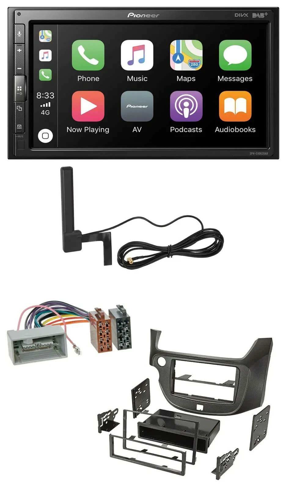 Автомагнитола для Honda Jazz (с 2009) Pioneer 2-DIN USB Bluetooth DAB MP3, тёмно-серый