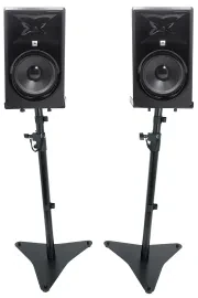 (2) JBL 308P MkII 8" Powered Active Studio Monitors Speakers+Adjustable Stands